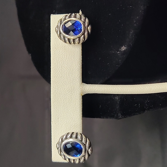 Source Unknown Jewelry Bluestone Sterling Silver Stud Earrings